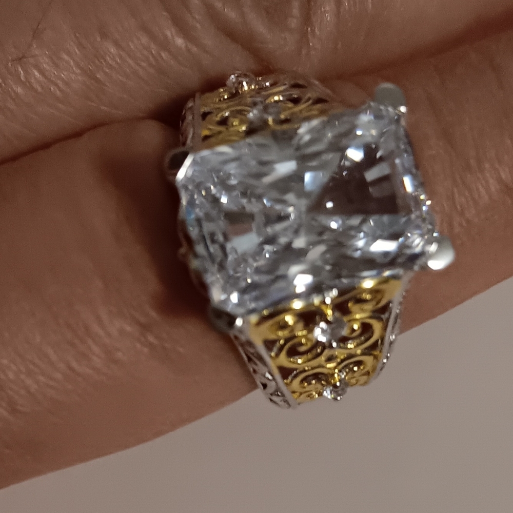 COCKTAIL RING 18K YELLOW GOLD OVER STERLING SILVER SIZE… - Picture 7 of 12